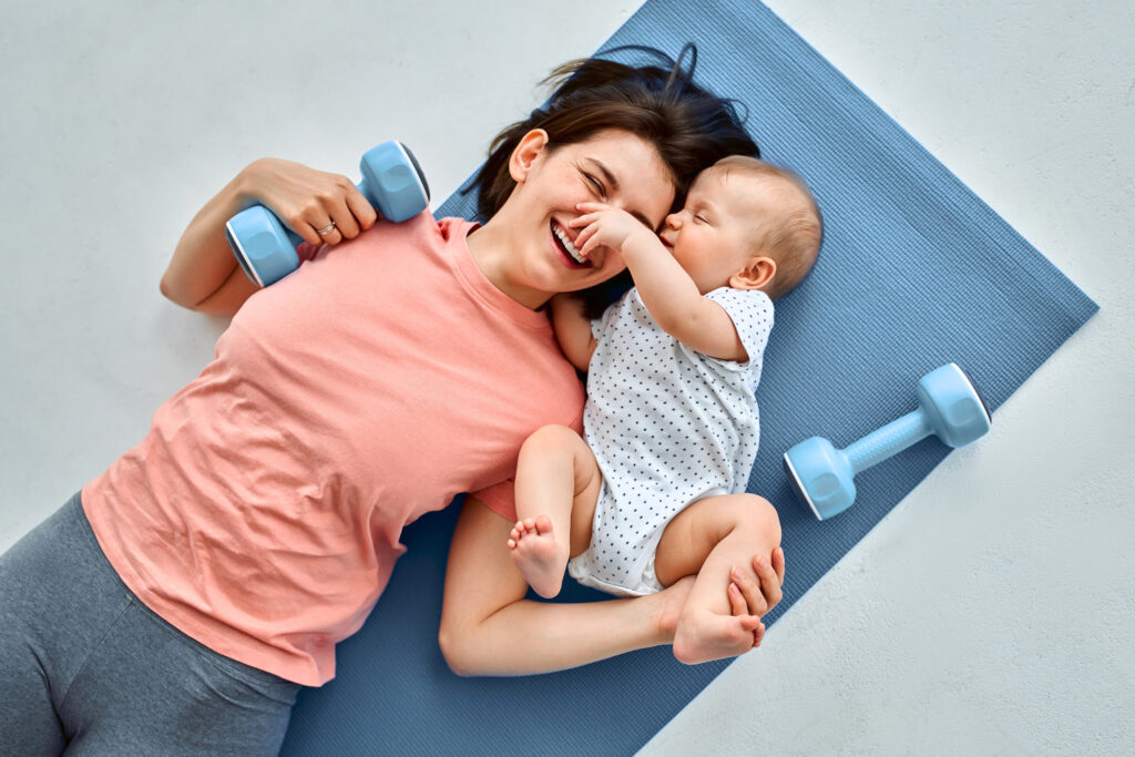 Mum exercising with baby